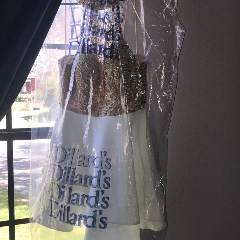 Gold and white dillard’s dress